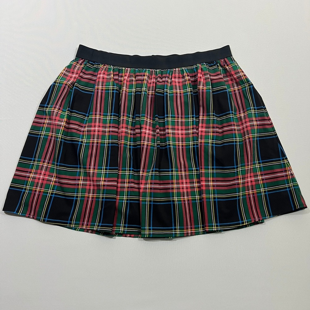 J. Crew Black Plaid Mini Skirt with Pink and Blue Stripes